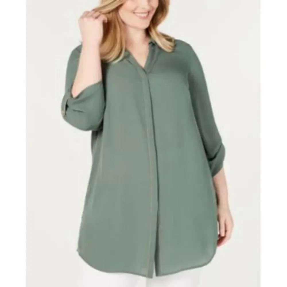 JM Collection Plus Size Beaded Utility Shirt